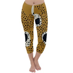 Surface Patterns Spot Polka Dots Black Capri Winter Leggings 