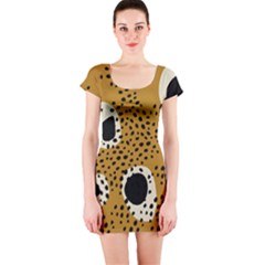 Surface Patterns Spot Polka Dots Black Short Sleeve Bodycon Dress