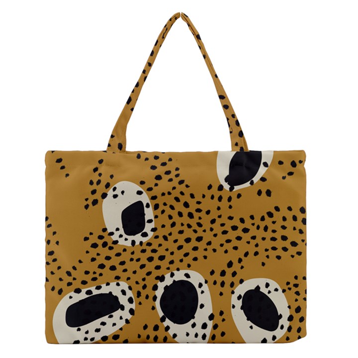 Surface Patterns Spot Polka Dots Black Medium Zipper Tote Bag