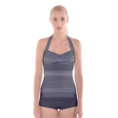 Shadow Faintly Faint Line Included Static Streaks And Blotches Color Gray Boyleg Halter Swimsuit 