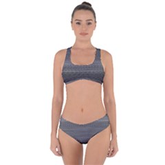 Shadow Faintly Faint Line Included Static Streaks And Blotches Color Gray Criss Cross Bikini Set by Mariart