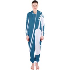 Violin Music Blue Hooded Jumpsuit (ladies) 