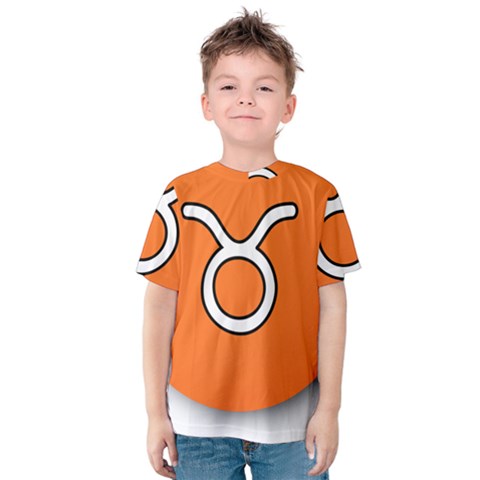 Taurus Symbol Sign Orange Kids  Cotton Tee by Mariart