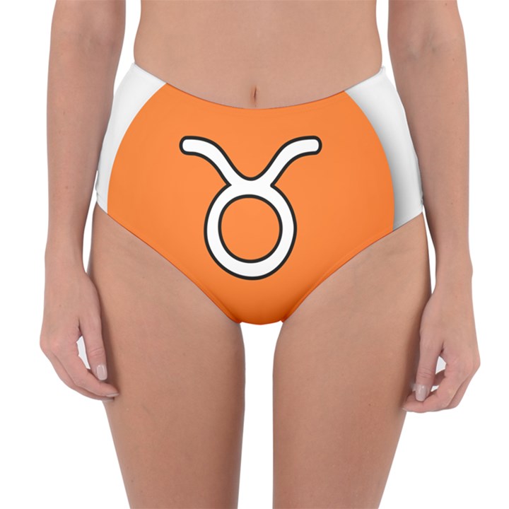 Taurus Symbol Sign Orange Reversible High-Waist Bikini Bottoms