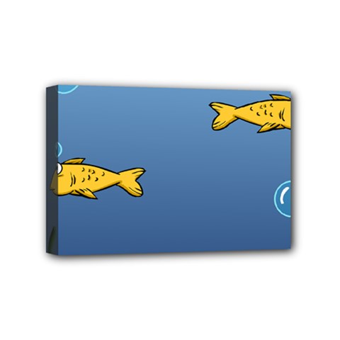 Water Bubbles Fish Seaworld Blue Mini Canvas 6  x 4 