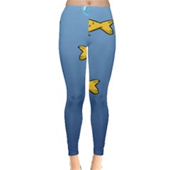 Water Bubbles Fish Seaworld Blue Leggings  by Mariart