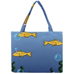 Water Bubbles Fish Seaworld Blue Mini Tote Bag