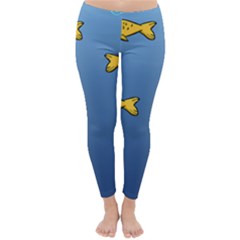 Water Bubbles Fish Seaworld Blue Classic Winter Leggings by Mariart