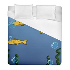 Water Bubbles Fish Seaworld Blue Duvet Cover (Full/ Double Size)