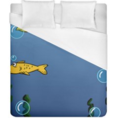 Water Bubbles Fish Seaworld Blue Duvet Cover (California King Size)