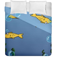 Water Bubbles Fish Seaworld Blue Duvet Cover Double Side (California King Size)