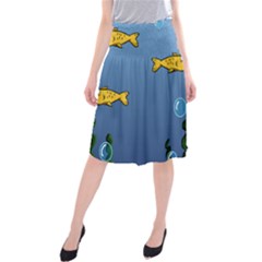 Water Bubbles Fish Seaworld Blue Midi Beach Skirt