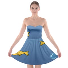 Water Bubbles Fish Seaworld Blue Strapless Bra Top Dress