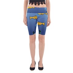 Water Bubbles Fish Seaworld Blue Yoga Cropped Leggings