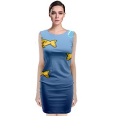 Water Bubbles Fish Seaworld Blue Sleeveless Velvet Midi Dress