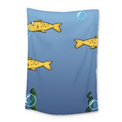 Water Bubbles Fish Seaworld Blue Small Tapestry