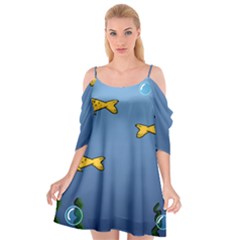 Water Bubbles Fish Seaworld Blue Cutout Spaghetti Strap Chiffon Dress by Mariart