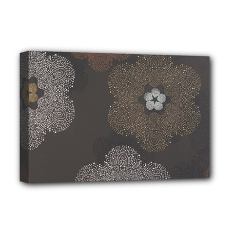 Walls Medallion Floral Grey Polka Deluxe Canvas 18  X 12  
