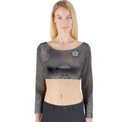 Walls Medallion Floral Grey Polka Long Sleeve Crop Top by Mariart