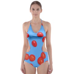 Tomatoes Fruite Slice Red Cut-out One Piece Swimsuit by Mariart