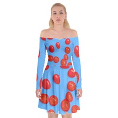 Tomatoes Fruite Slice Red Off Shoulder Skater Dress