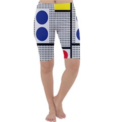 Watermark Circle Polka Dots Black Red Yellow Plaid Cropped Leggings 