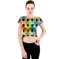 Watermark Circles Squares Polka Dots Rainbow Plaid Crew Neck Crop Top