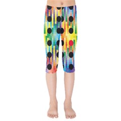 Watermark Circles Squares Polka Dots Rainbow Plaid Kids  Capri Leggings 