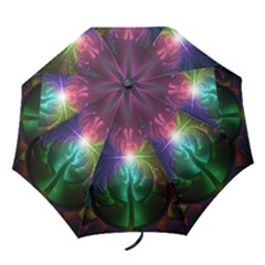 Anodized Rainbow Eyes And Metallic Fractal Flares Folding Umbrellas