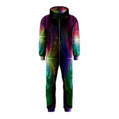 Anodized Rainbow Eyes And Metallic Fractal Flares Hooded Jumpsuit (kids) by jayaprime