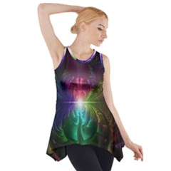 Anodized Rainbow Eyes And Metallic Fractal Flares Side Drop Tank Tunic by jayaprime