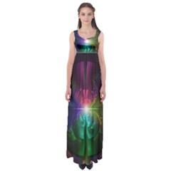 Anodized Rainbow Eyes And Metallic Fractal Flares Empire Waist Maxi Dress