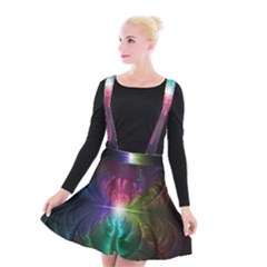 Anodized Rainbow Eyes And Metallic Fractal Flares Suspender Skater Skirt by jayaprime