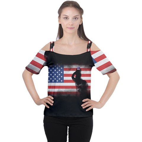 Honor Our Heroes On Memorial Day Women s Cutout Shoulder Tee by Catifornia