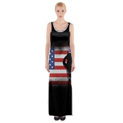 Honor Our Heroes On Memorial Day Maxi Thigh Split Dress by Catifornia