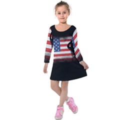 Honor Our Heroes On Memorial Day Kids  Long Sleeve Velvet Dress by Catifornia