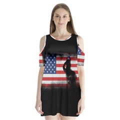 Honor Our Heroes On Memorial Day Shoulder Cutout Velvet  One Piece by Catifornia