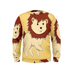 Happy Cartoon Baby Lion Kids  Sweatshirt by Catifornia