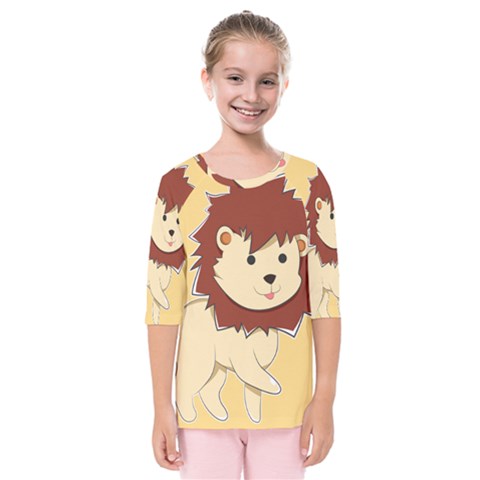 Happy Cartoon Baby Lion Kids  Quarter Sleeve Raglan Tee by Catifornia