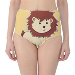 Happy Cartoon Baby Lion High-waist Bikini Bottoms by Catifornia