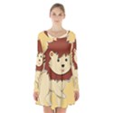 Happy Cartoon Baby Lion Long Sleeve Velvet V-neck Dress View1