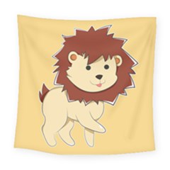 Happy Cartoon Baby Lion Square Tapestry (large) by Catifornia