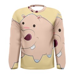 Happy Cartoon Baby Hippo Men s Long Sleeve Tee by Catifornia