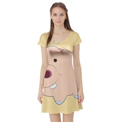 Happy Cartoon Baby Hippo Short Sleeve Skater Dress by Catifornia