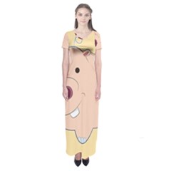 Happy Cartoon Baby Hippo Short Sleeve Maxi Dress by Catifornia