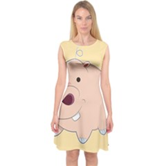 Happy Cartoon Baby Hippo Capsleeve Midi Dress by Catifornia