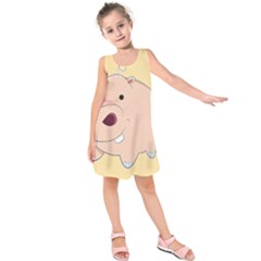 Happy Cartoon Baby Hippo Kids  Sleeveless Dress by Catifornia