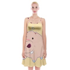 Happy Cartoon Baby Hippo Spaghetti Strap Velvet Dress