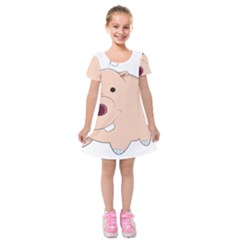 Happy Cartoon Baby Hippo Kids  Short Sleeve Velvet Dress by Catifornia