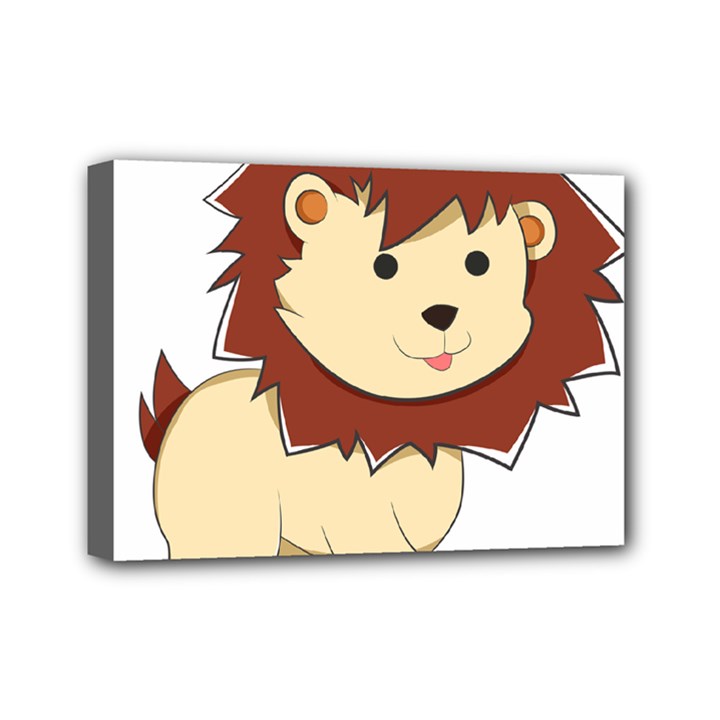 Happy Cartoon Baby Lion Mini Canvas 7  x 5 